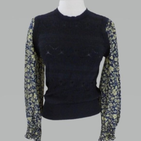 Anthropologie Current Air S Navy Long Sleeve Top - Picture 1 of 3